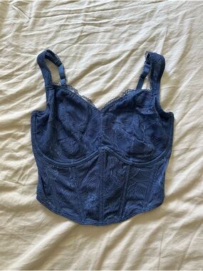 Gilly Hicks Lace Corset Top in Navy Blue